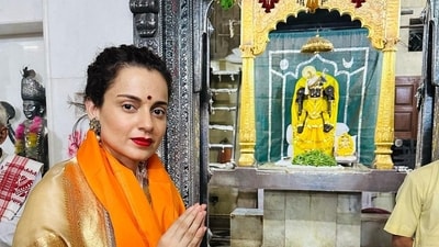 Kangana Ranaut visited the Dwarkadhish Temple (Jagat Mandir) in Dwarka, Gujarat on Thursday. Sharing several pictures from her trip, she wrote on Instagram, “My heart was very troubled for some days, I felt like visiting Dwarkadhish, as soon as I came to this divine city of Shri Krishna, Dwarka.” Kangana Ranaut visited the Dwarkadhish Temple (Jagat Mandir) in Dwarka, Gujarat on Thursday. Sharing several pictures from her trip, she wrote on Instagram, “My heart was very troubled for some days, I felt like visiting Dwarkadhish, as soon as I came to this divine city of Shri Krishna, Dwarka.”