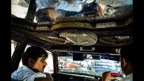 The interior of a mirror-roofed Premier Padmini parked somewhere in Mahalaxmi, Mumbai. The author took this photograph in 2010. (Aparna Jayakumar)