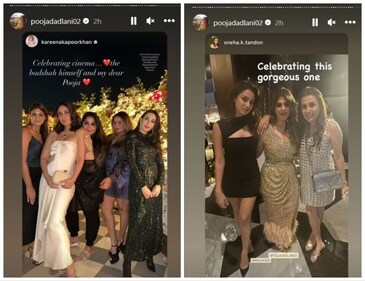Kareena Kapoor,Karisma Kapoor and Mira Rajput pose at the party. Kareena Kapoor,Karisma Kapoor and Mira Rajput pose at the party.