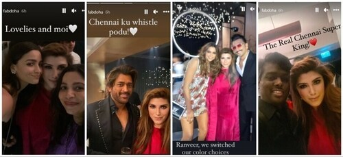 Alia Bhatt, MS Dhoni, Deepika Padukone, Ranveer Singh and Atlee at the bash. Alia Bhatt, MS Dhoni, Deepika Padukone, Ranveer Singh and Atlee at the bash.