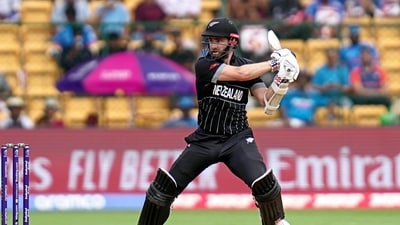 Bengaluru, Nov 04 (ANI): New Zealand's captain Kane Williamson plays a shot during the match against Pakistan in the ICC Men's Cricket World Cup 2023, at M.Chinnaswamy Stadium in Bengaluru on Saturday. (ANI Photo)
(ANI) Bengaluru, Nov 04 (ANI): New Zealand's captain Kane Williamson plays a shot during the match against Pakistan in the ICC Men's Cricket World Cup 2023, at M.Chinnaswamy Stadium in Bengaluru on Saturday. (ANI Photo)
(ANI)