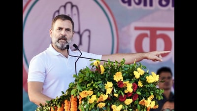 Congress leader Rahul Gandhi addresses an election rally in Chhattisgarh’s Kharsia on Saturday. (Image posted on X by Congress) Congress leader Rahul Gandhi addresses an election rally in Chhattisgarh’s Kharsia on Saturday. (Image posted on X by Congress)