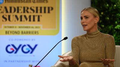 Hollywood actress Charlize Theron at the Hindustan Times Leadership Summit in New Delhi on Saturday (HT Photo) Hollywood actress Charlize Theron at the Hindustan Times Leadership Summit in New Delhi on Saturday (HT Photo)