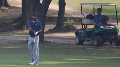 Jamal Hossain in action during round three of the  ₹1.5 crore Jeev Milkha Singh Invitational 2023 at the Chandigarh Golf Club (HT Photo)