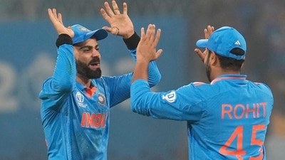 Indian captain Rohit Sharma with Virat Kohli celebrates after winning the ICC Men's Cricket World Cup 2023 match against England, at Bharat Ratna Shri Atal Bihari Vajpayee Ekana Cricket Stadium (PTI) Indian captain Rohit Sharma with Virat Kohli celebrates after winning the ICC Men's Cricket World Cup 2023 match against England, at Bharat Ratna Shri Atal Bihari Vajpayee Ekana Cricket Stadium (PTI)
