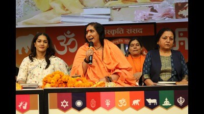 Sadhvi Rithambara at the event (HT Photo)