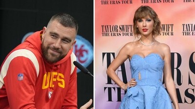 Travis Kelce was recently asked if he is “in love” with Taylor Swift (Kirby Lee-USA TODAY Sports, VALERIE MACON / AFP) Travis Kelce was recently asked if he is “in love” with Taylor Swift (Kirby Lee-USA TODAY Sports, VALERIE MACON / AFP)