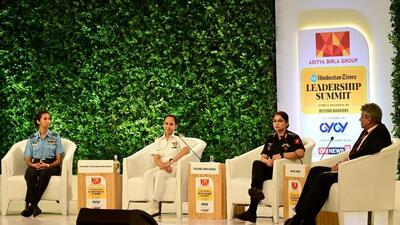 Women officers, Colonel Neha Singh, Group Captain Shaliza Dhami and Lieutenant Commander Annu Prakash during a session at the HT Leadership Summit in New Delhi on Saturday. (HT Photo) Women officers, Colonel Neha Singh, Group Captain Shaliza Dhami and Lieutenant Commander Annu Prakash during a session at the HT Leadership Summit in New Delhi on Saturday. (HT Photo)