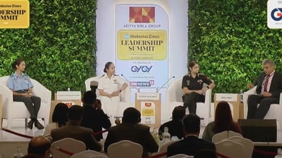 In the third session, distinguished military personnel from the Indian Navy, Army, and Air Force, namely Lieutenant Commander Annu Prakash, Colonel Neha Singh, and Group Captain Shaliza Dhami, provided their unique insights on India's defense forces. Rahul Singh, Senior Associate Editor of Hindustan Times, moderated the discussion. (HT File Photo)