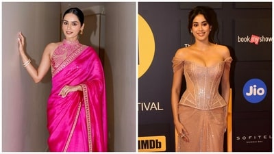 Manushi Chhillar and Janhvi Kapoor at MAMI Film Festival on Friday.