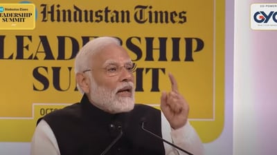 Prime Minister Narendra Modi addresses the Hindustan Times Leadership Summit 2023. Prime Minister Narendra Modi addresses the Hindustan Times Leadership Summit 2023.