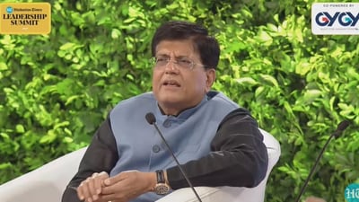 In the fourth session, Piyush Goyal, the Minister of Commerce &amp; Industry, Consumer Affairs, Food &amp; Public Distribution, Textiles, and Leader of the House, Rajya Sabha, discussed India's economic and political landscape with Anand Narasimhan, Managing Editor of Special Projects &amp; Senior Anchor at Network 18. Valuable insights were shared during this session. (HT File Photo)