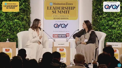 Alia Bhatt in conversation with Sonal Kalra at HTLS Day 5 2023. (Hindustan Times)