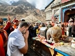 Congress leader Rahul Gandhi offers prayers at Kedarnath temple.
