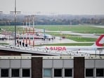 A general view of airplanes on the tarmac after a man drove through a barrier onto the grounds of the city's airport with a child in his car in Hamburg, Germany. Travellers advised to avoid Hamburg airport, flights cancelled 