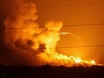 Smoke and flames rise during Israeli strikes. (Reuters)