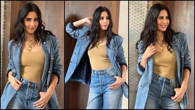Katrina Kaif nails the denim-on-denim trend with a chic blazer look. It costs.. (Instagram/@katrinakaif) Katrina Kaif nails the denim-on-denim trend with a chic blazer look. It costs.. (Instagram/@katrinakaif)