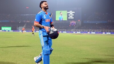 India's Virat Kohli celebrates his century. (ICC X) India's Virat Kohli celebrates his century. (ICC X)