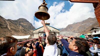 Congress leader Rahul Gandhi at Kedarnath on Sunday. (Image posted on X by Congress)