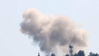Smoke rises from a purported Hezbollah strike on an Israeli army position at the Lebanese-Israeli border. (Reuters)