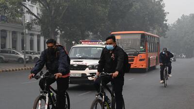 New Delhi, India - Nov. 5, 2023: Thick layer of smog in the Connaught Place area as Delhi's air quality remains very poor, in New Delhi, India, on Sunday, November 5, 2023. (Photo by Arvind Yadav/ Hindustan Times) (Hindustan Times) New Delhi, India - Nov. 5, 2023: Thick layer of smog in the Connaught Place area as Delhi's air quality remains very poor, in New Delhi, India, on Sunday, November 5, 2023. (Photo by Arvind Yadav/ Hindustan Times) (Hindustan Times)