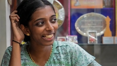 Indian Woman Grandmaster Rameshbabu Vaishali poses for a photo. (PTI) Indian Woman Grandmaster Rameshbabu Vaishali poses for a photo. (PTI)