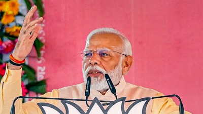 Khandwa: Prime Minister Narendra Modi speaks during a public meeting ahead of the Madhya Pradesh Assembly elections. (PTI) Khandwa: Prime Minister Narendra Modi speaks during a public meeting ahead of the Madhya Pradesh Assembly elections. (PTI)