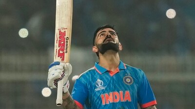 Virat Kohli celebrates his century during the World Cup 2023 match between India and South Africa, at Eden Gardens (PTI) Virat Kohli celebrates his century during the World Cup 2023 match between India and South Africa, at Eden Gardens (PTI)