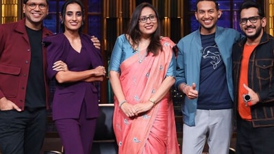 Radhika Gupta (centre) with fellow Shark Tank India 3 judges. Radhika Gupta (centre) with fellow Shark Tank India 3 judges.