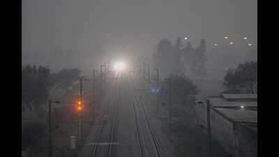 Smog covers railway tracks as air quality worsens, in Jalandhar on Saturday. (PTI) Smog covers railway tracks as air quality worsens, in Jalandhar on Saturday. (PTI)