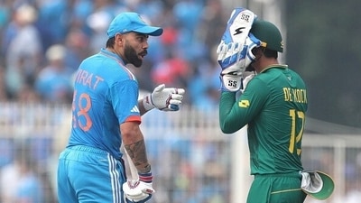 Kohli having an animated chat with De Kock at Eden Gardens (Getty Images)