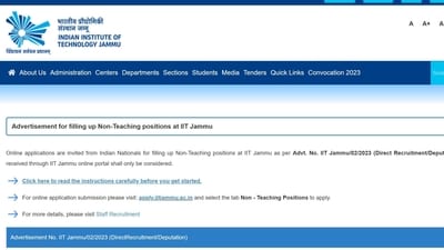 IIT Jammu Recruitment 2023: Apply online for 59 vacancies IIT Jammu Recruitment 2023: Apply online for 59 vacancies