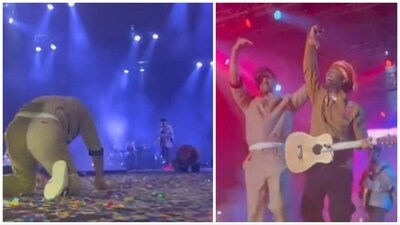 Ranbir Kapoor and Arijit Singh give respect to each other at the singer's Chandigarh concert.