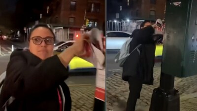 Victoria Ruiz caught removing posters of kidnapped children (X/@StopAntisemites) Victoria Ruiz caught removing posters of kidnapped children (X/@StopAntisemites)