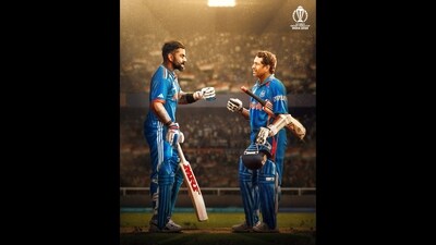 ICC shared this graphic on X after Virat Kohli equalled Sachin Tendulkar’s record for most ODI hundreds. (X/ICC) ICC shared this graphic on X after Virat Kohli equalled Sachin Tendulkar’s record for most ODI hundreds. (X/ICC)