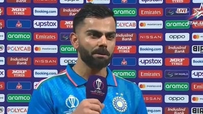 Virat Kohli in the post-match presentation after the win over South Africa (X) Virat Kohli in the post-match presentation after the win over South Africa (X)