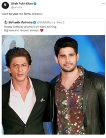 Shah Rukh's reply to Sidharth Malhotra. Shah Rukh's reply to Sidharth Malhotra.