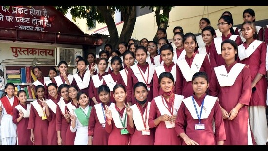 Statistics from the U.P. Board reveal a continuous increase in the registration of girl students for high school exams over the past four years (HT Photo)