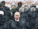 Russian president Vladimir Putin attends a wreath laying ceremony in central Moscow, Russia.