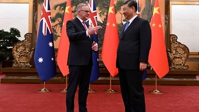 Australia's Prime Minister Anthony Albanese meets with China's President Xi Jinping at the Great Hall of the People in Beijing, China. (Reuters)
