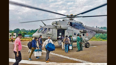 Officials in Dantewada leave for election duty on Monday ahead of the first phase of voting. (PTI) Officials in Dantewada leave for election duty on Monday ahead of the first phase of voting. (PTI)