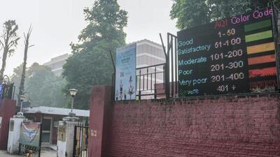 On Monday, the AQI was recorded at 436 around 9am. (PTI photo) On Monday, the AQI was recorded at 436 around 9am. (PTI photo)