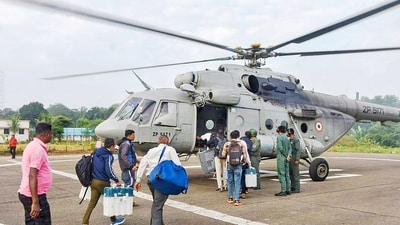 Polling officials leave for poll duty from left-wing extremism-affected areas of Dantewada ahead of the first phase of voting for Chhattisgarh Assembly elections, on Monday, (PTI) Polling officials leave for poll duty from left-wing extremism-affected areas of Dantewada ahead of the first phase of voting for Chhattisgarh Assembly elections, on Monday, (PTI)