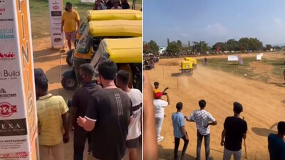 The image is taken from a video of an autorickshaw race. (Reddit/@anshuwuman) The image is taken from a video of an autorickshaw race. (Reddit/@anshuwuman)