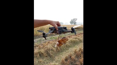 The drone had sneaked into the Indian territory from the Pakistan side for the smuggling of contraband, officials said.