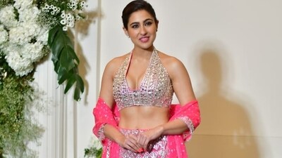 Sara Ali Khan arrived for Manish Malhotra's party in a pink and silver lehenga. Her brother Ibrahim Ali Khan was also spotted but they chose to pose separately. Sara called herself “Bhartiya Barbie” on Instagram. Sara Ali Khan arrived for Manish Malhotra's party in a pink and silver lehenga. Her brother Ibrahim Ali Khan was also spotted but they chose to pose separately. Sara called herself “Bhartiya Barbie” on Instagram. 