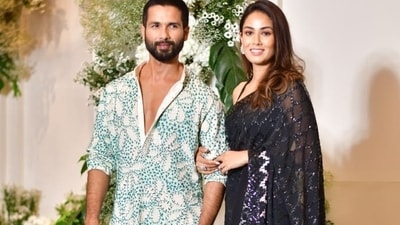 Shahid Kapoor and Mira Rajput were some of the much loved Bollywood couples at Manish Malhotra's Diwali bash on Sunday. While Shahid was in an embroidered white and blue kurta pyjama, Mira complemented him in a black saree with a halter blouse. Shahid Kapoor and Mira Rajput were some of the much loved Bollywood couples at Manish Malhotra's Diwali bash on Sunday. While Shahid was in an embroidered white and blue kurta pyjama, Mira complemented him in a black saree with a halter blouse. 