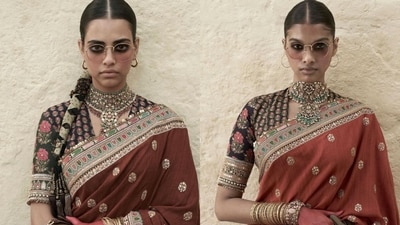 Models in Sabyasachi’s bridal collection. (Instagram/@sabyasachiofficial) Models in Sabyasachi’s bridal collection. (Instagram/@sabyasachiofficial)