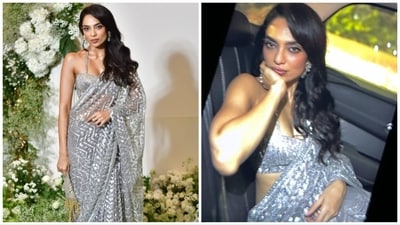 Sobhita Dhulipala's look for Manish Malhotra's Diwali party. Sobhita Dhulipala's look for Manish Malhotra's Diwali party.