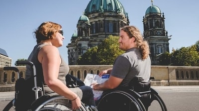 Two tourists in wheelchairs are seen in Berlin (Andi Weiland) Two tourists in wheelchairs are seen in Berlin (Andi Weiland)
